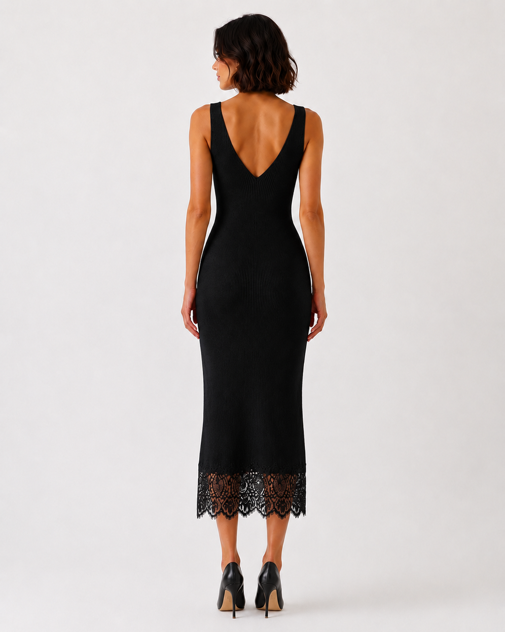 Lace Trim Knit Dress