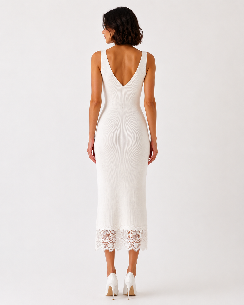Lace Trim Knit Dress