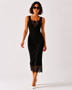 Lace Trim Knit Dress