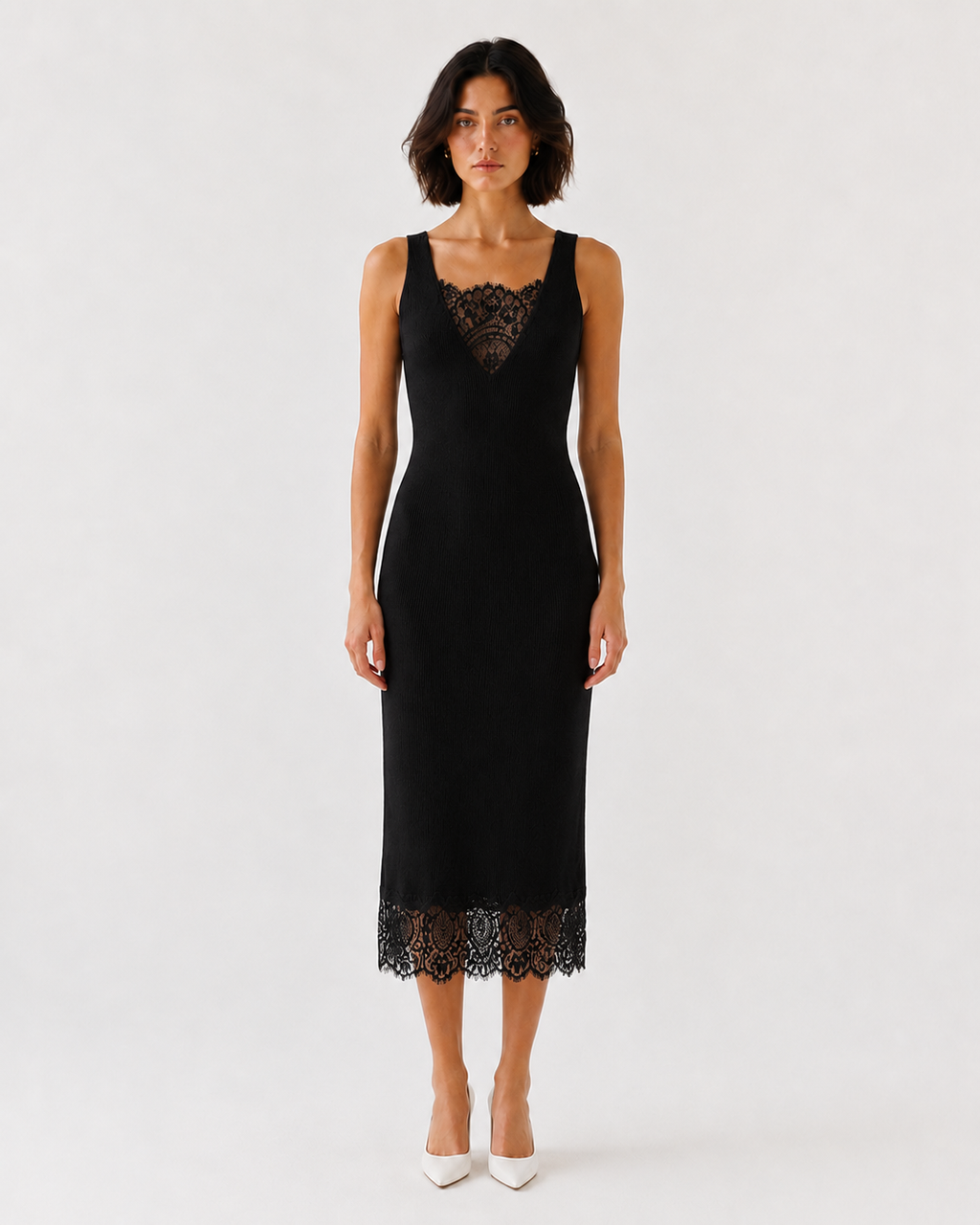Lace Trim Knit Dress
