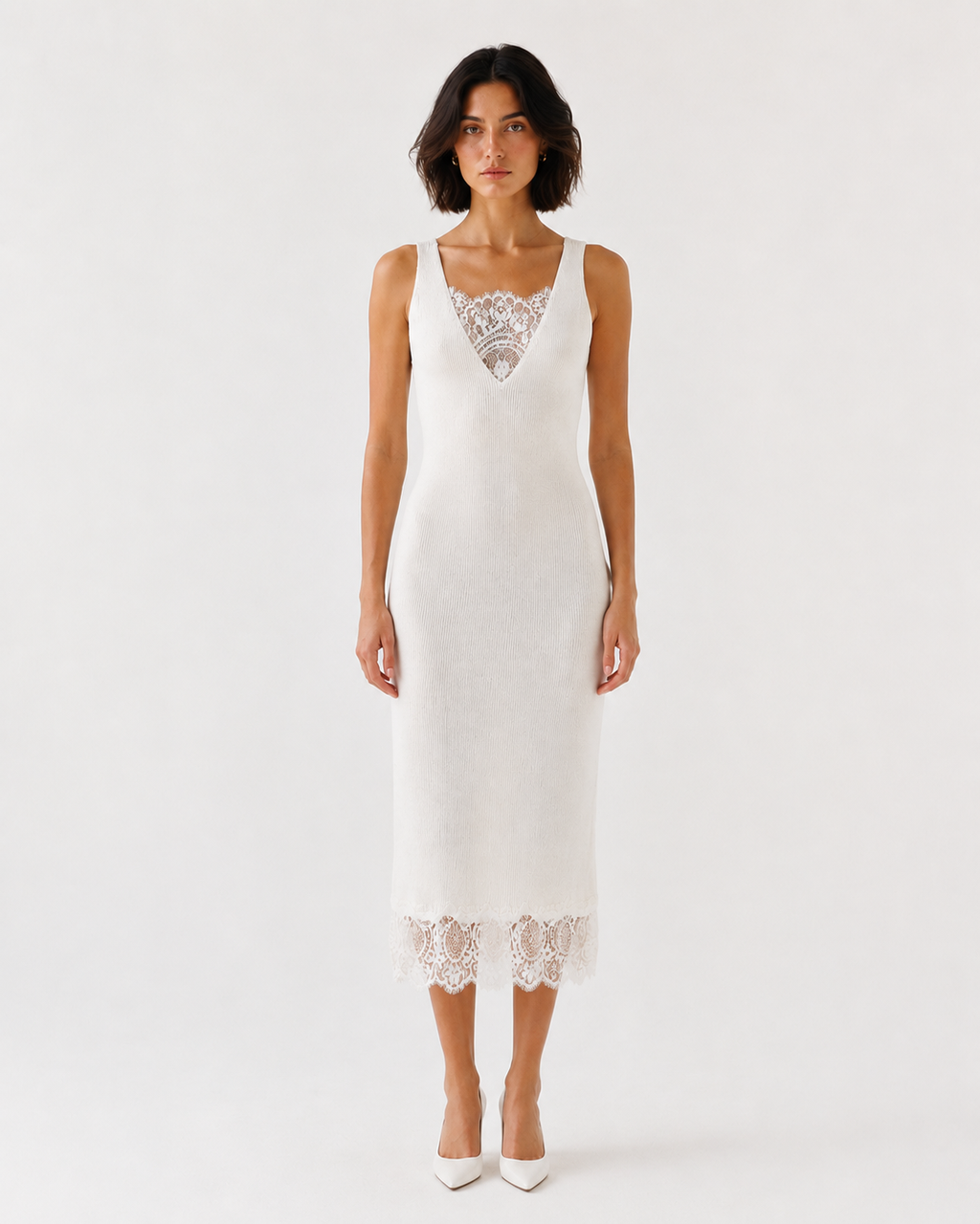 Lace Trim Knit Dress