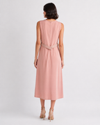 Belted Button-Front Midi Dress