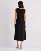 Belted Button-Front Midi Dress