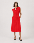 Utility Shirt Dress with Gold Hardware