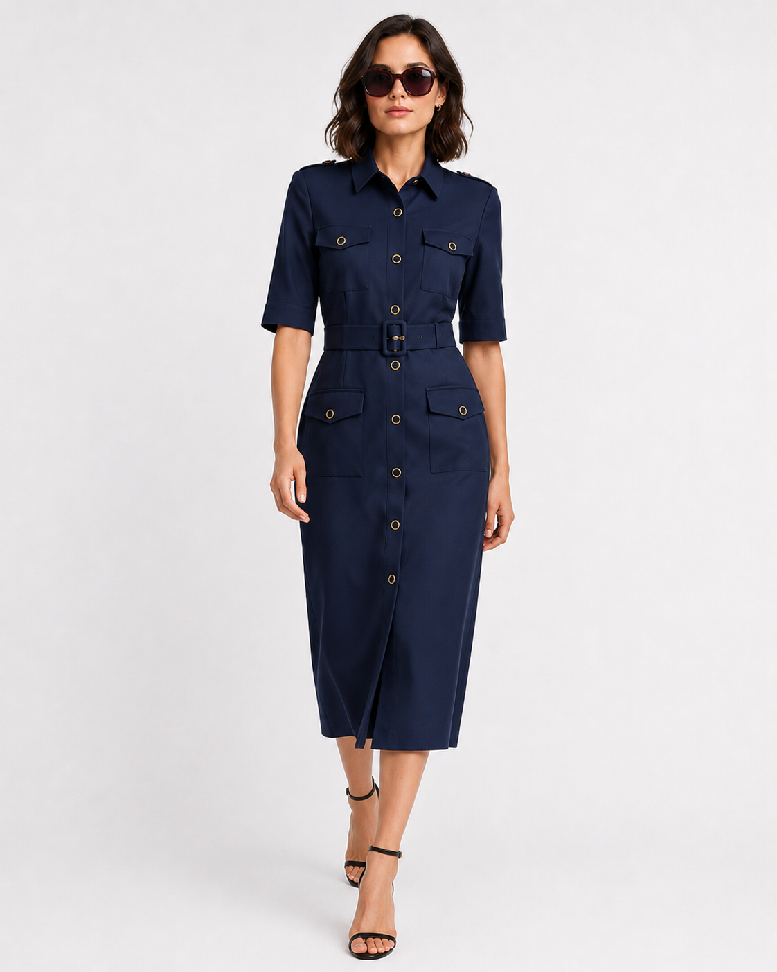Belted Safari Shirt Dress
