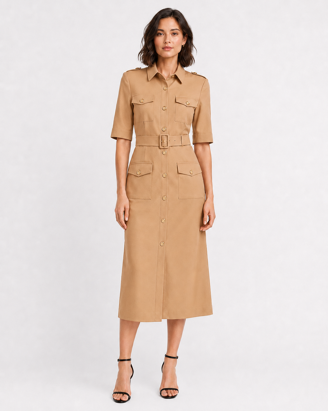 Belted Safari Shirt Dress