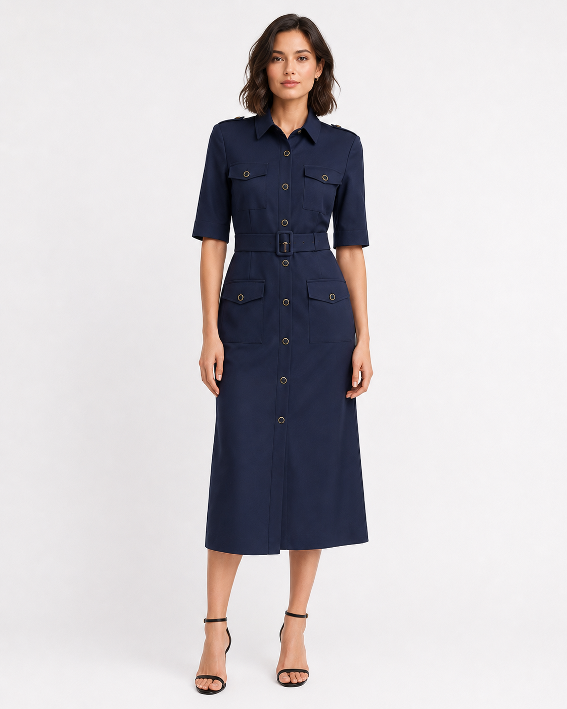 Belted Safari Shirt Dress