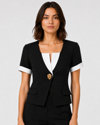 Contrast Lapel Short Jacket
