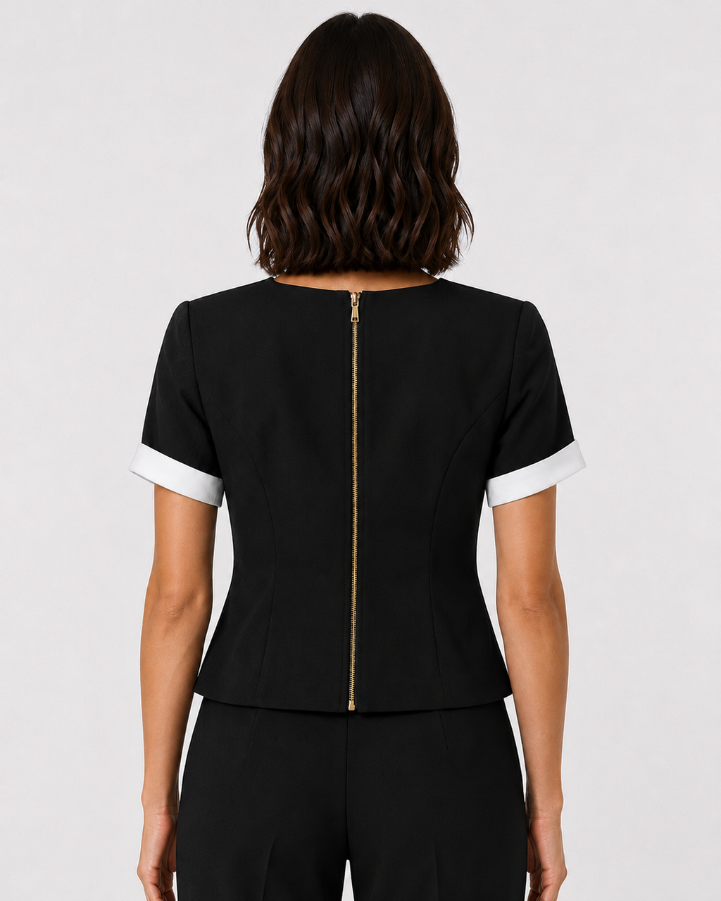 Contrast Lapel Short Jacket