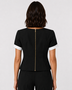 Contrast Lapel Short Jacket