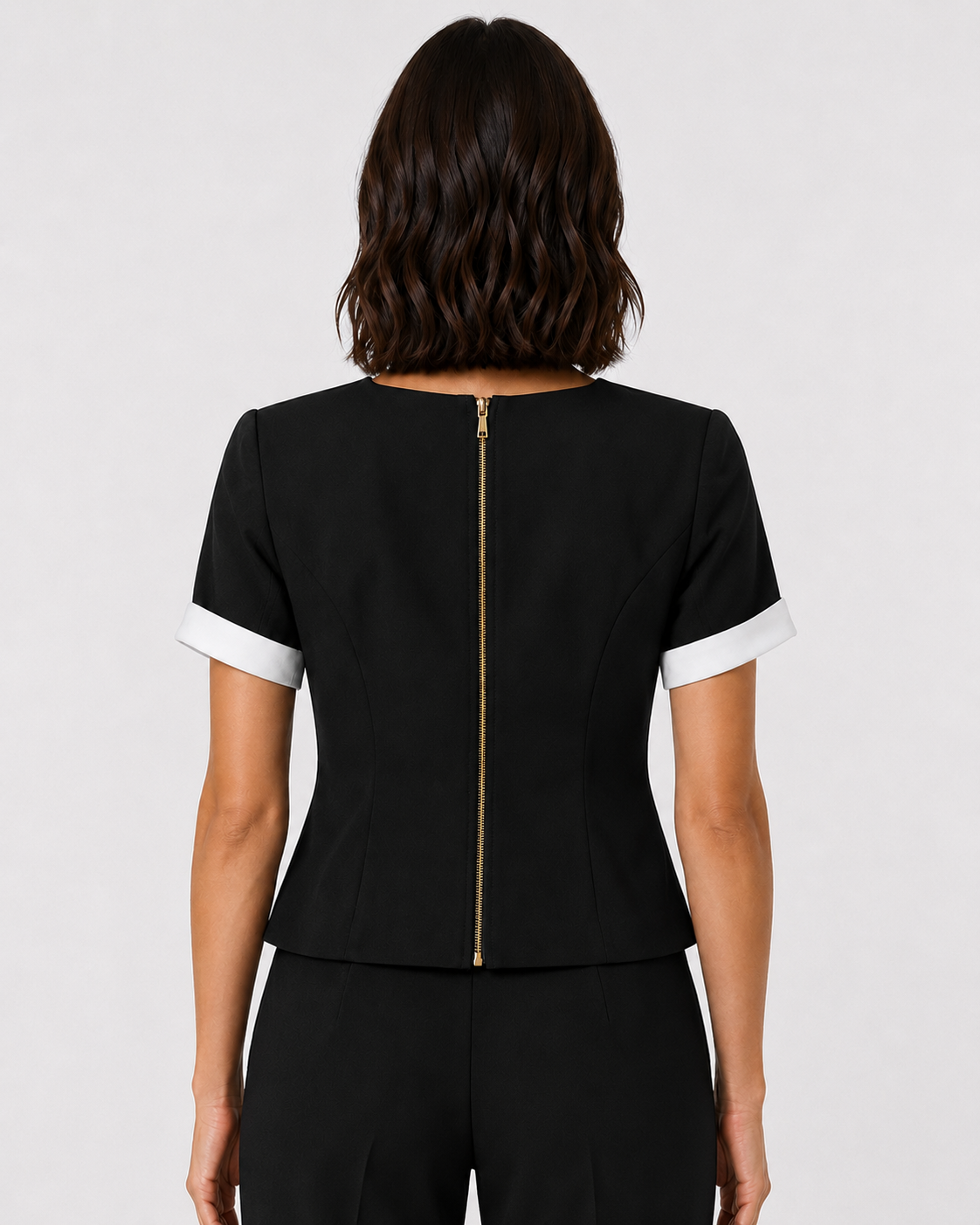 Contrast Lapel Short Jacket
