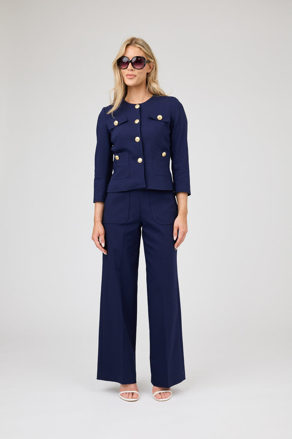 Gold Button Cropped Jacket