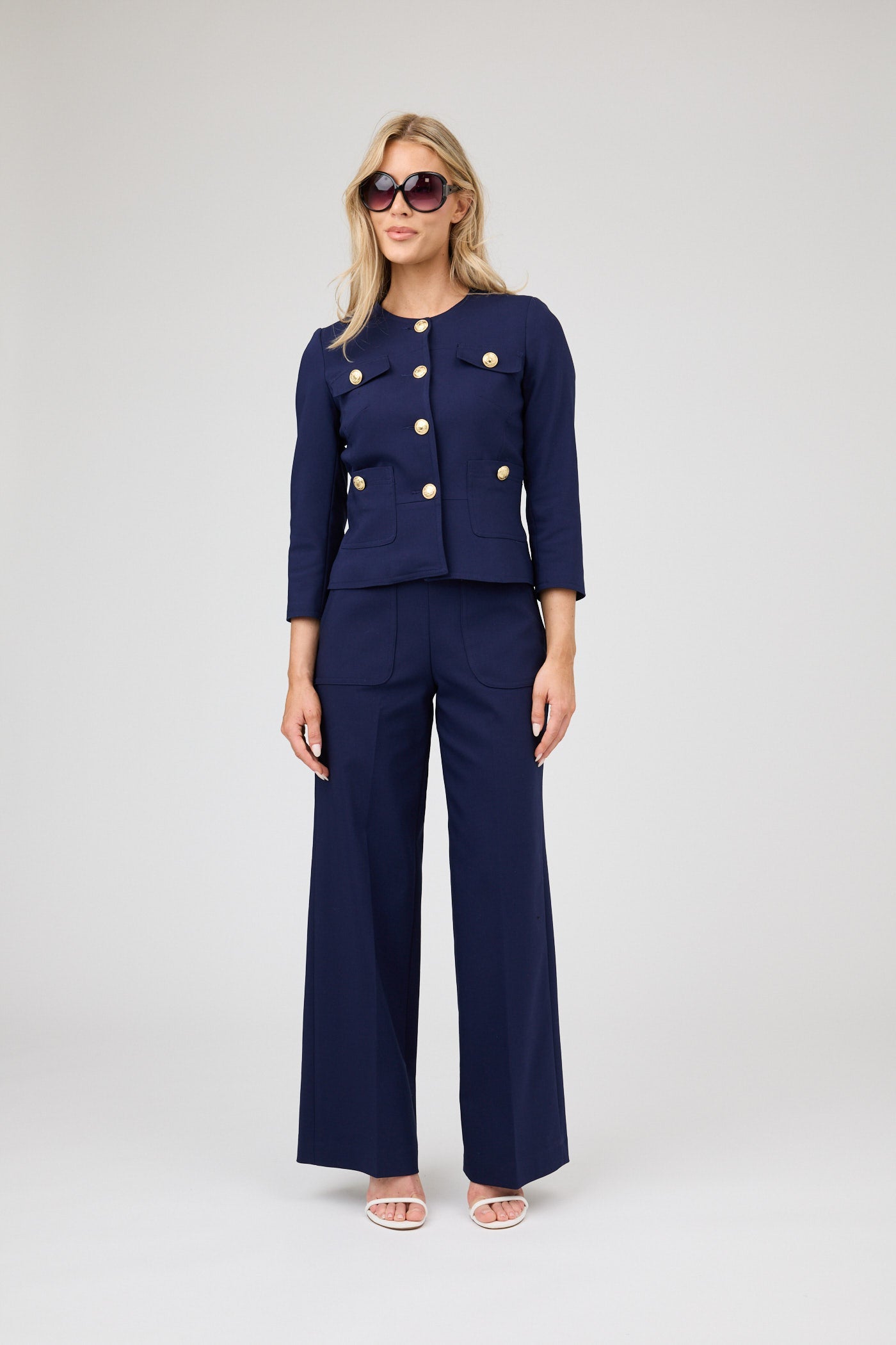 Gold Button Cropped Jacket