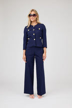 Gold Button Cropped Jacket