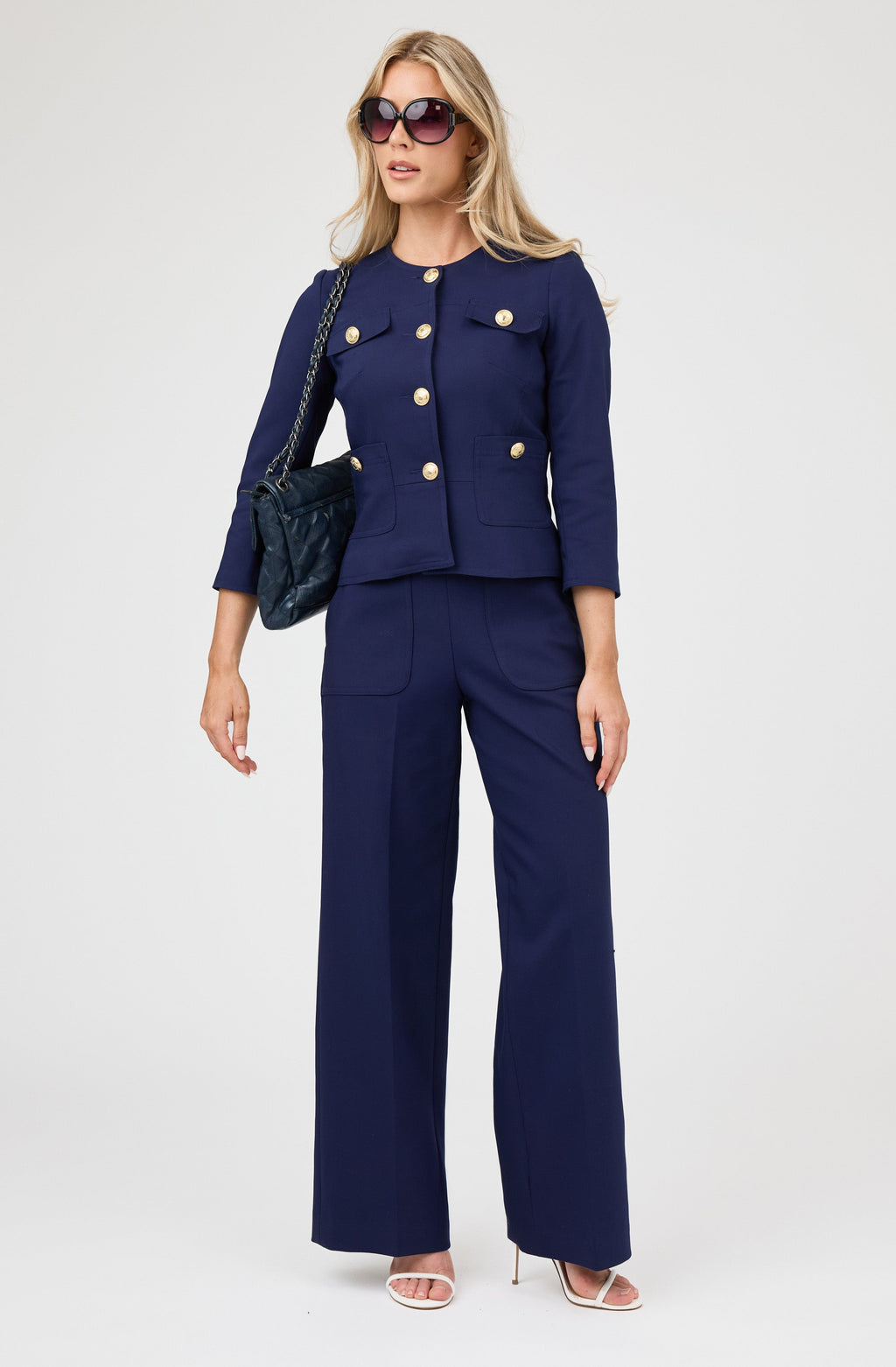 Gold Button Cropped Jacket