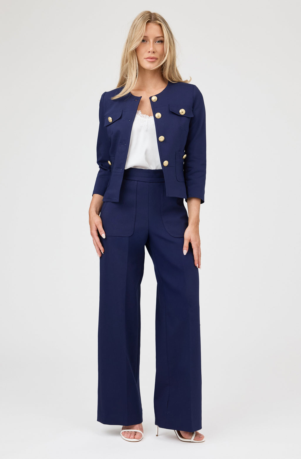 Gold Button Cropped Jacket