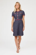 Ribbon Trim Denim Shift Dress