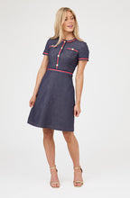 Ribbon Trim Denim Shift Dress