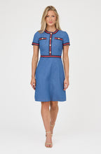Ribbon Trim Denim Shift Dress