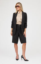Pinstripe Ruched Sleeve Blazer