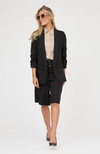 Pinstripe Ruched Sleeve Blazer