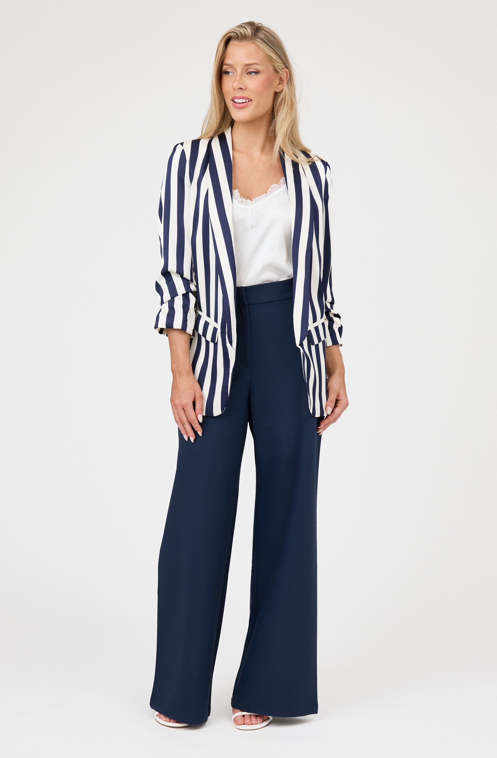 Bold Stripe Open Front Blazer