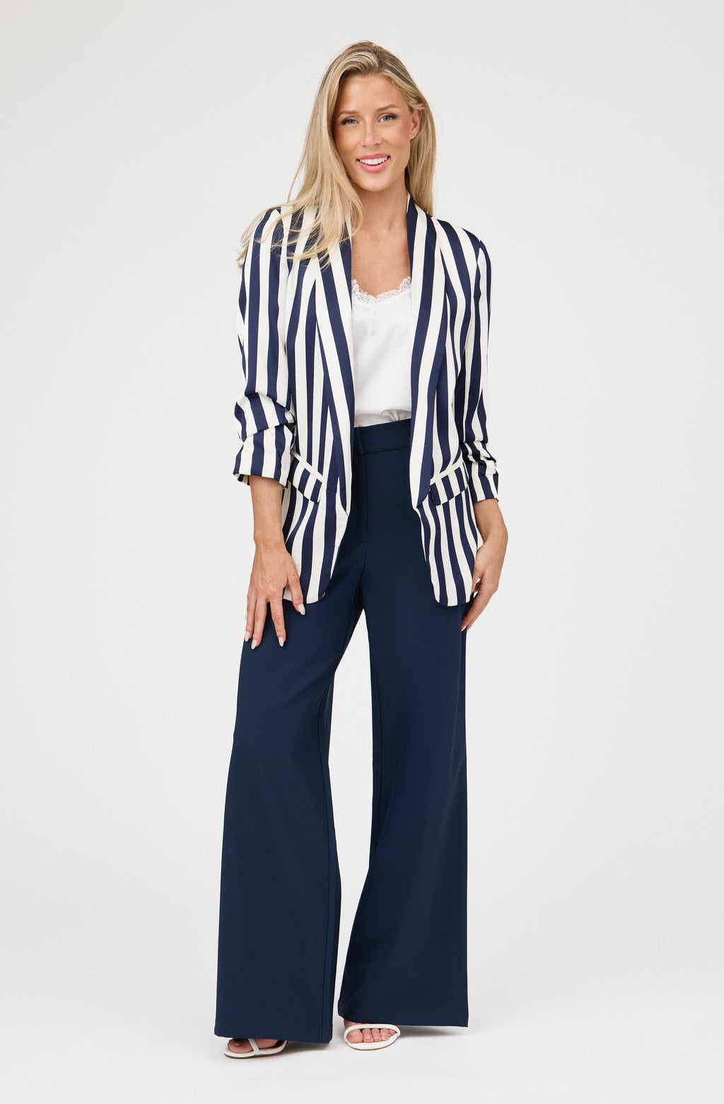 Bold Stripe Open Front Blazer