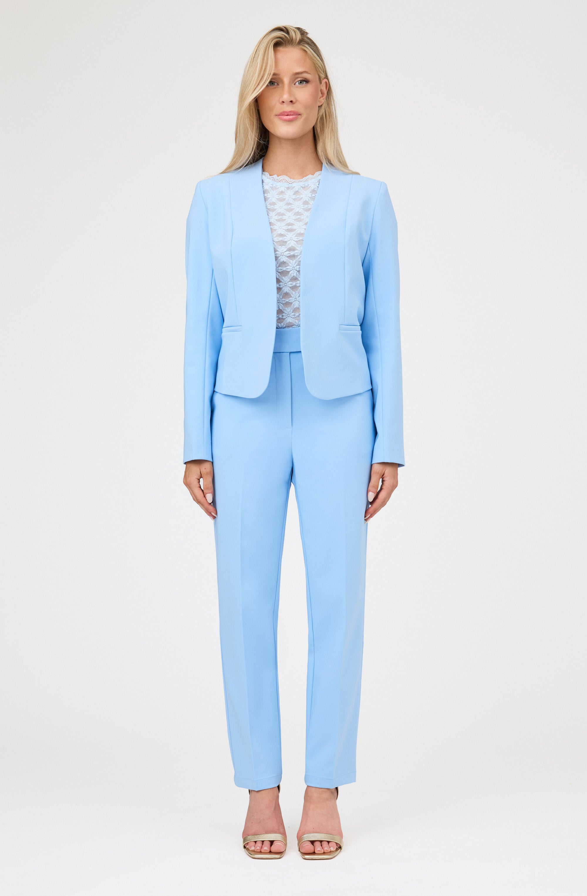 Collarless Open-Front Blazer