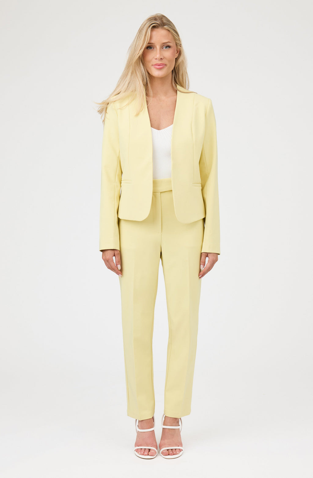 Collarless Open-Front Blazer