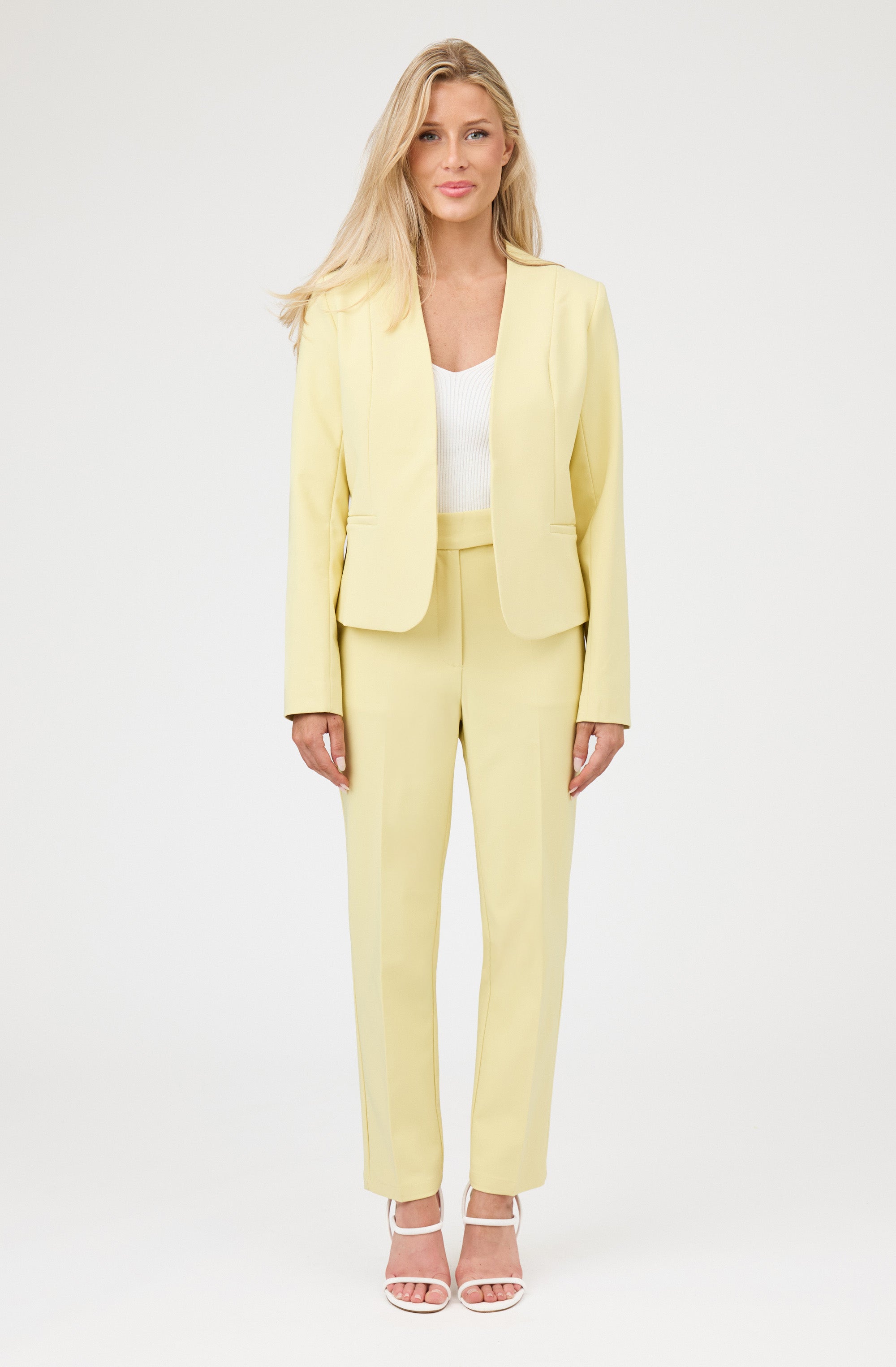 Collarless Open-Front Blazer